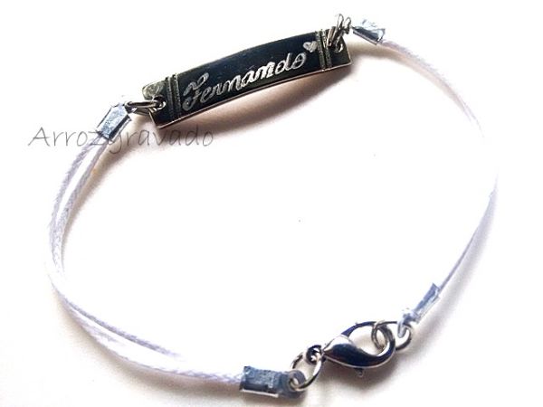 Pulseia cordão encerado, chapa metal, gravação